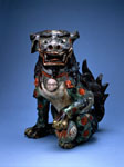 陶彫赤絵の狛犬