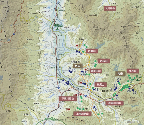 外山の山の位置図